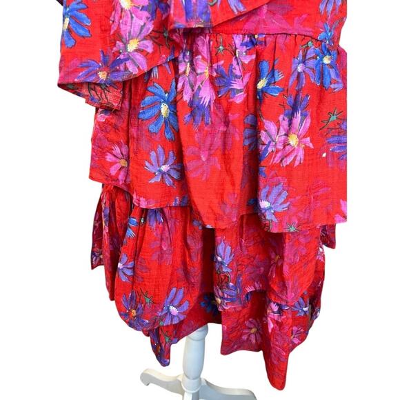 Endless Rose red floral One Shoulder Mini Dress Tiered Ruffle NEW summer - Picture 7 of 11
